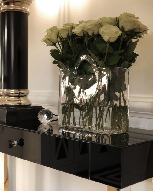 Black lacobel console with a drawer and a shelf Brooklyn Dark