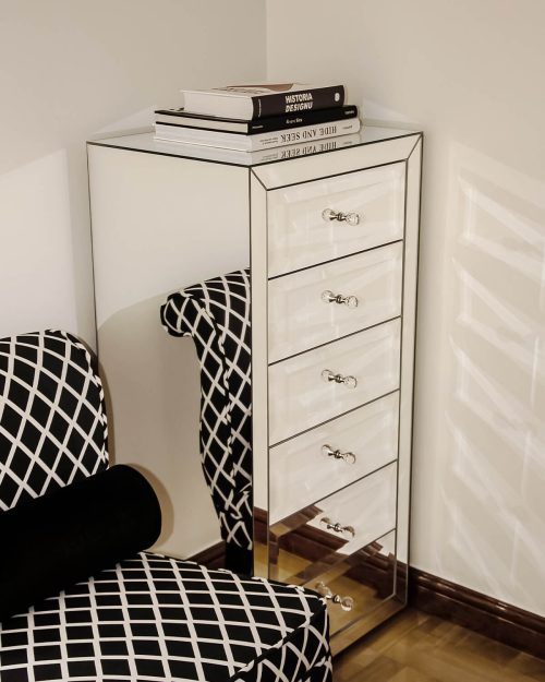 Regał lustrzany z szufladami fazowany Greenwich