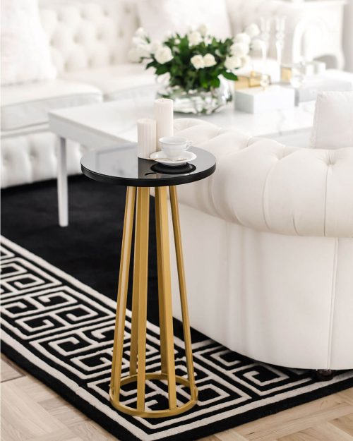 Stolik boczny okrągły na stożkowym stelażu Gramercy